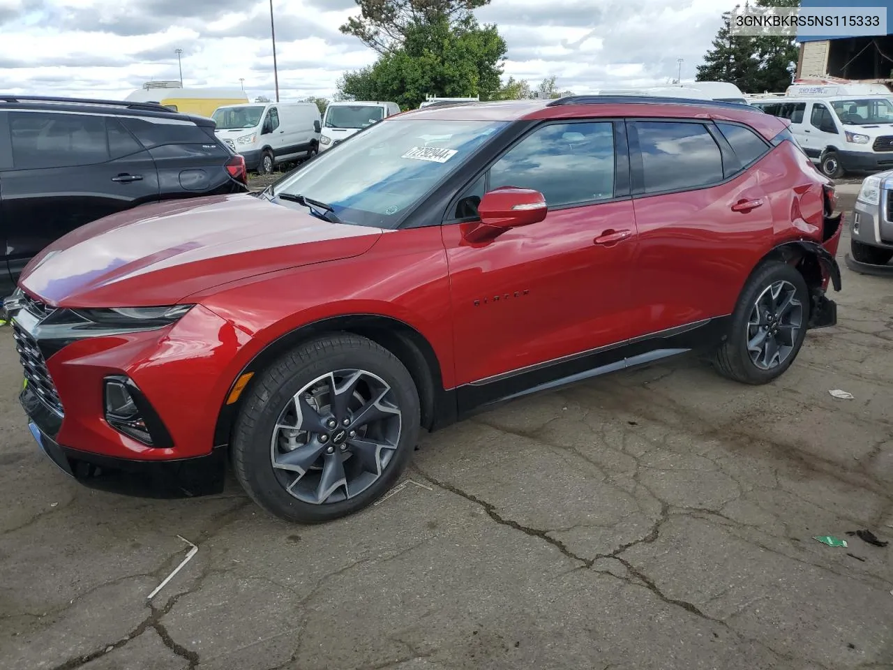 2022 Chevrolet Blazer Rs VIN: 3GNKBKRS5NS115333 Lot: 72792944