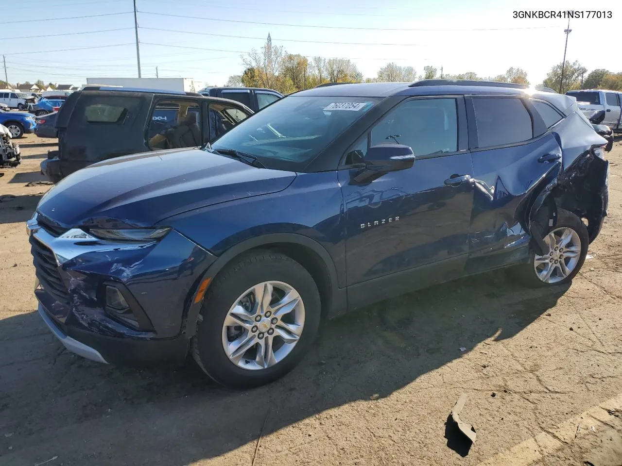 2022 Chevrolet Blazer 2Lt VIN: 3GNKBCR41NS177013 Lot: 76037054