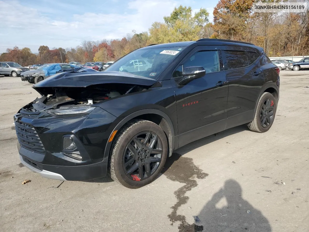 2022 Chevrolet Blazer 2Lt VIN: 3GNKBHR43NS156189 Lot: 77963024