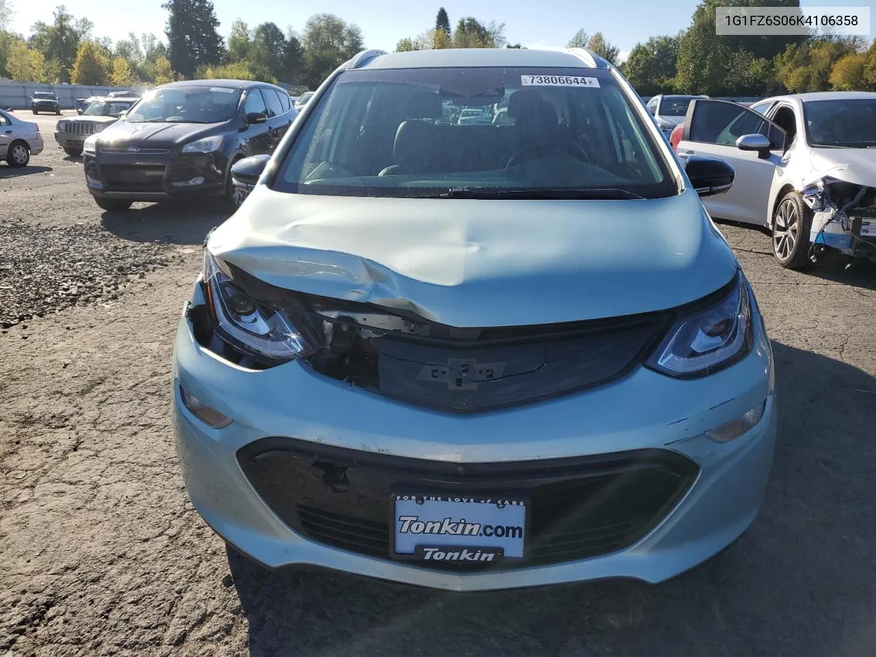 2019 Chevrolet Bolt Ev Premier VIN: 1G1FZ6S06K4106358 Lot: 73806644