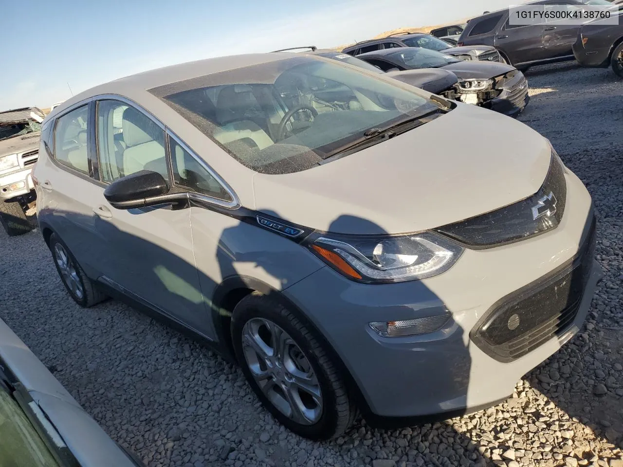 2019 Chevrolet Bolt Ev Lt VIN: 1G1FY6S00K4138760 Lot: 75519314