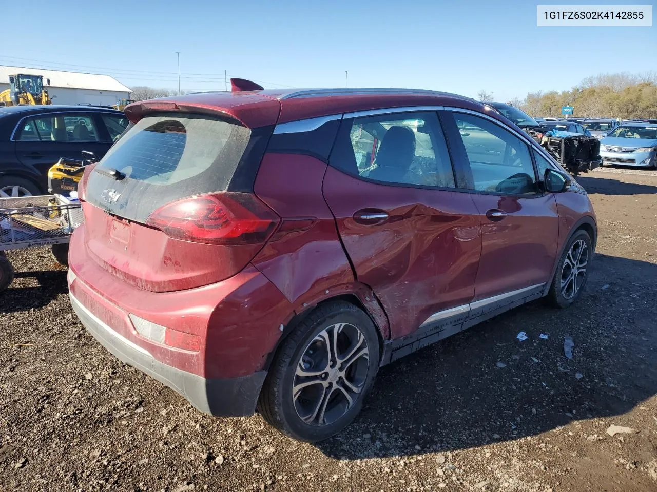 2019 Chevrolet Bolt Ev Premier VIN: 1G1FZ6S02K4142855 Lot: 78984014