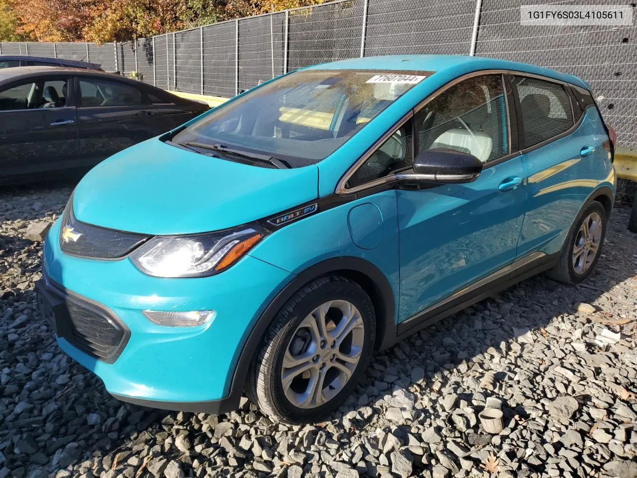 2020 Chevrolet Bolt Ev Lt VIN: 1G1FY6S03L4105611 Lot: 77607044