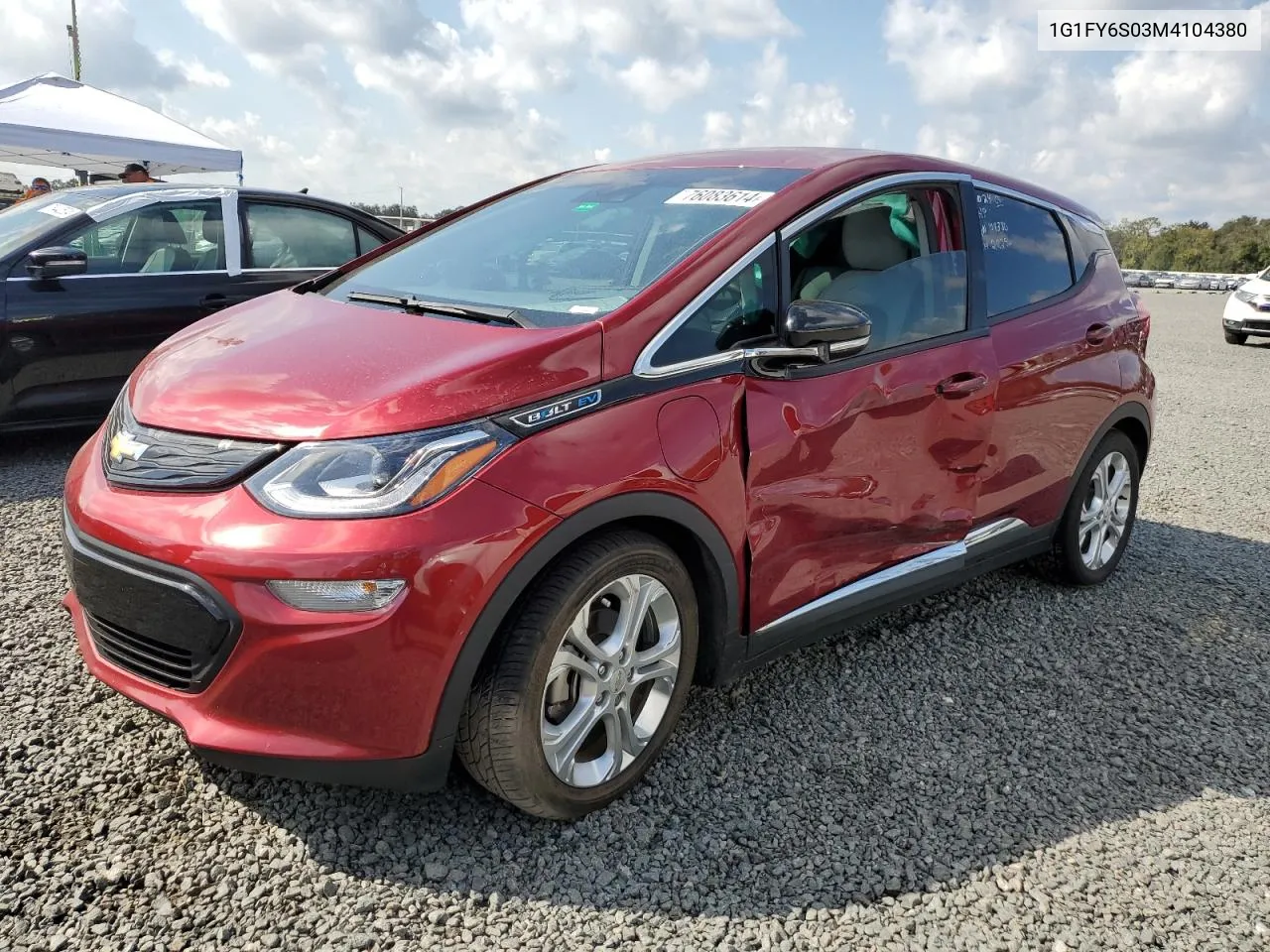 2021 Chevrolet Bolt Ev Lt VIN: 1G1FY6S03M4104380 Lot: 76083614