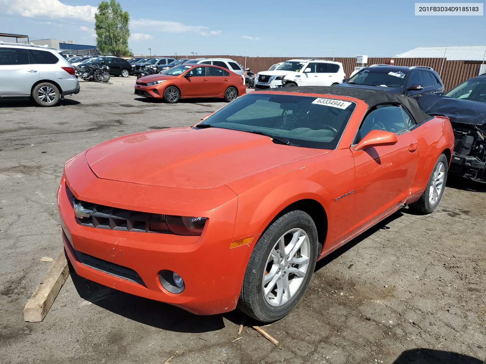 2013 Chevrolet Camaro Lt VIN: 2G1FB3D34D9185183 Lot: 63334944