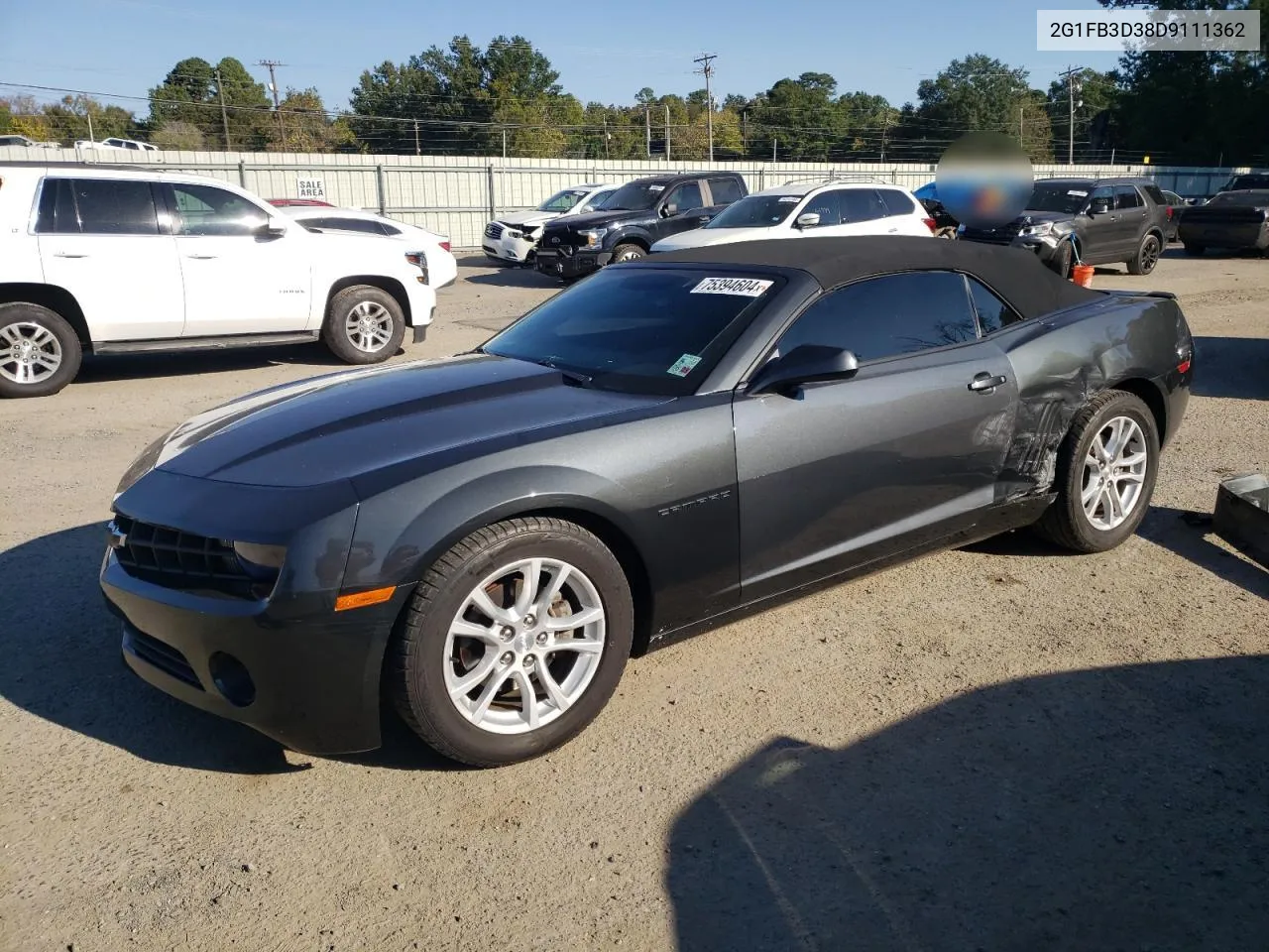 2013 Chevrolet Camaro Lt VIN: 2G1FB3D38D9111362 Lot: 75394604