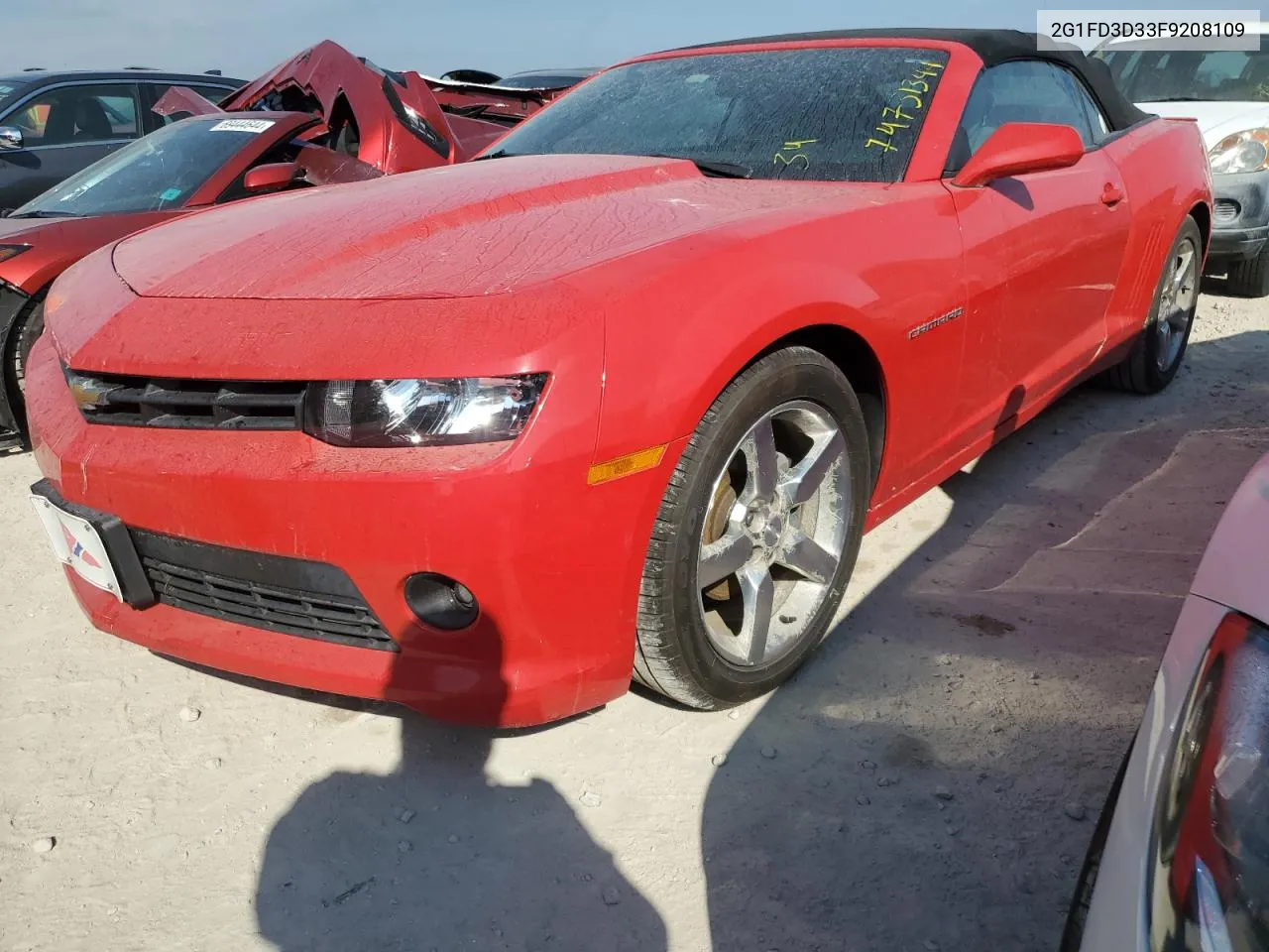 2015 Chevrolet Camaro Lt VIN: 2G1FD3D33F9208109 Lot: 74731344