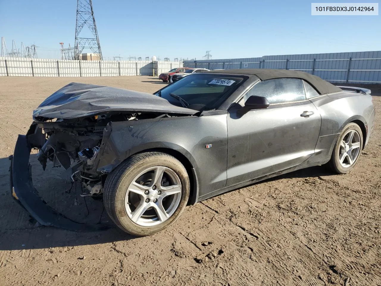 2018 Chevrolet Camaro Lt VIN: 1G1FB3DX3J0142964 Lot: 77029574