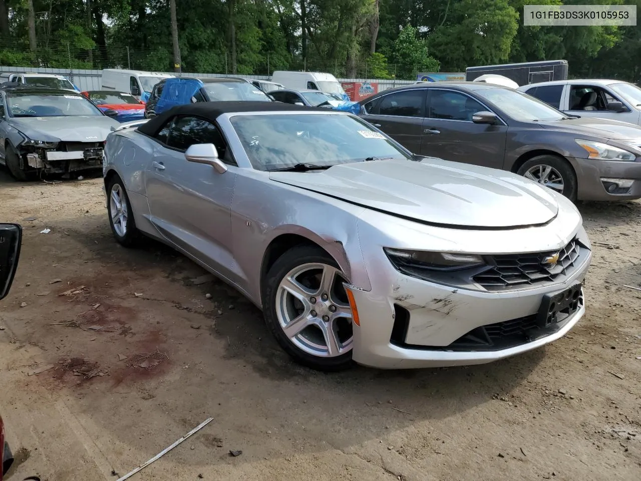 2019 Chevrolet Camaro Ls VIN: 1G1FB3DS3K0105953 Lot: 51793563