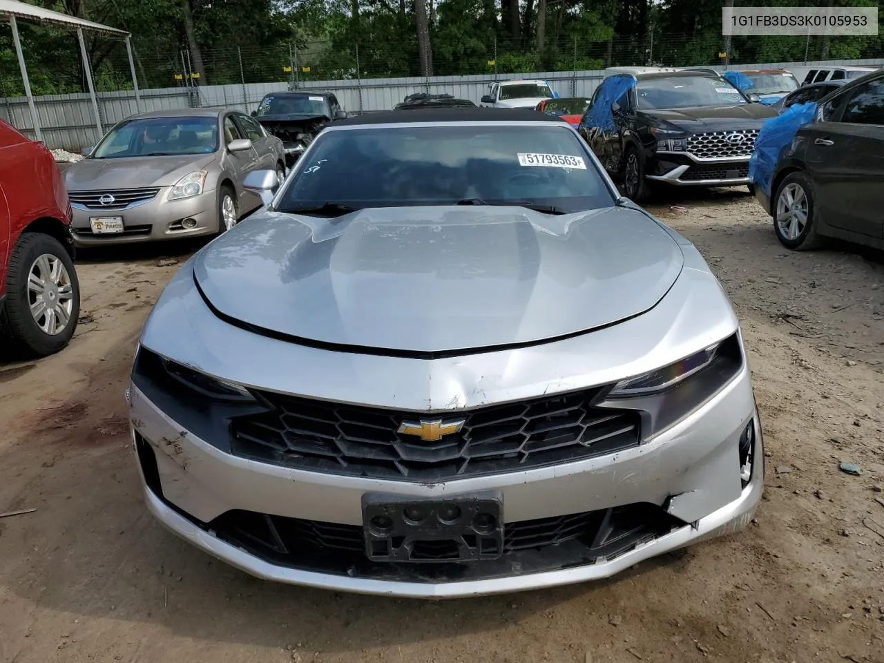 2019 Chevrolet Camaro Ls VIN: 1G1FB3DS3K0105953 Lot: 51793563