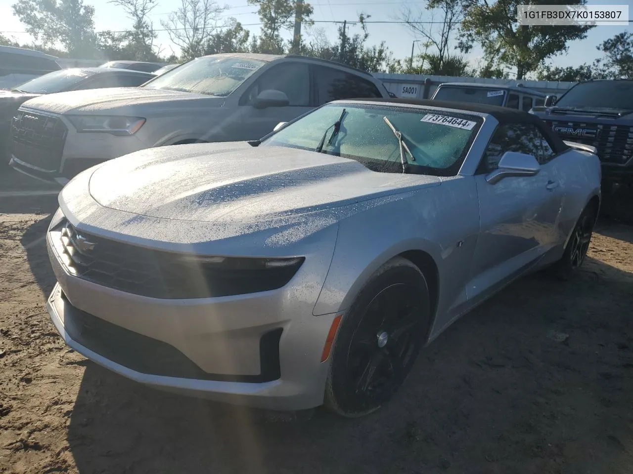 2019 Chevrolet Camaro Ls VIN: 1G1FB3DX7K0153807 Lot: 73764644