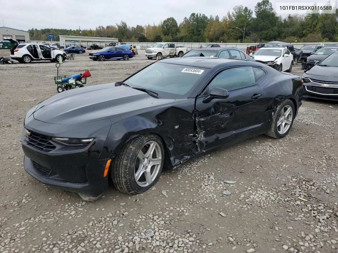 2019 Chevrolet Camaro Ls VIN: 1G1FB1RSXK0116588 Lot: 80093604