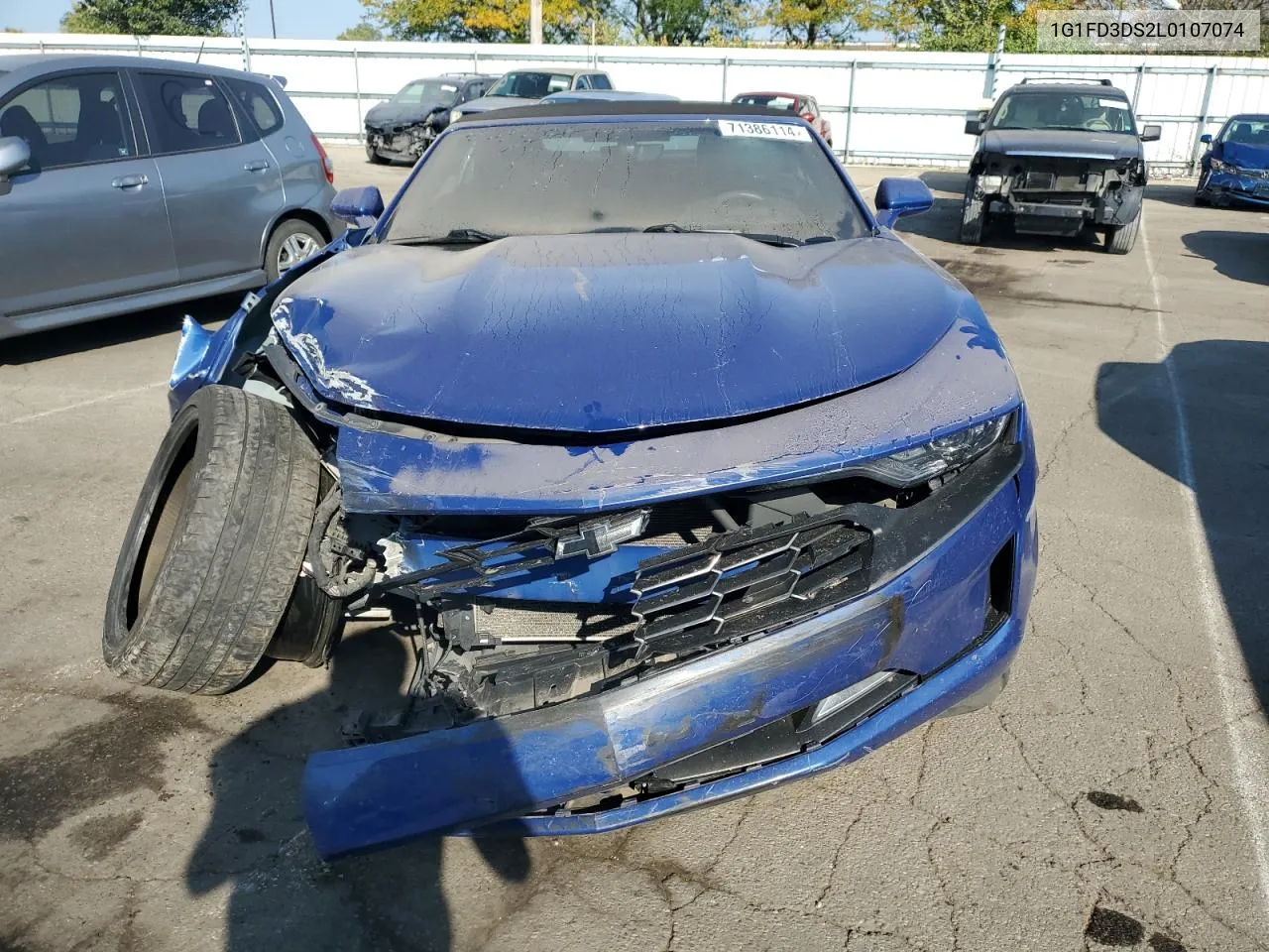 2020 Chevrolet Camaro Lt VIN: 1G1FD3DS2L0107074 Lot: 71386114