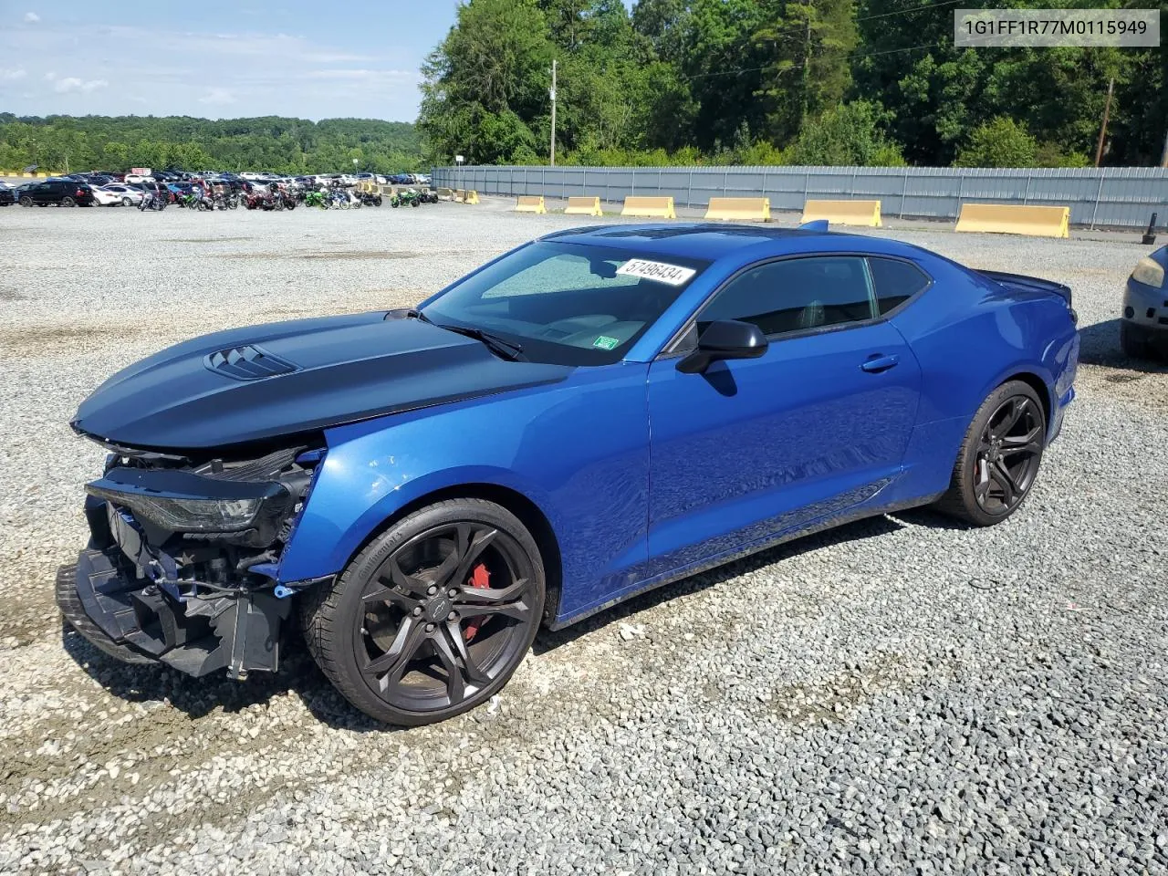 2021 Chevrolet Camaro Lz VIN: 1G1FF1R77M0115949 Lot: 57496434