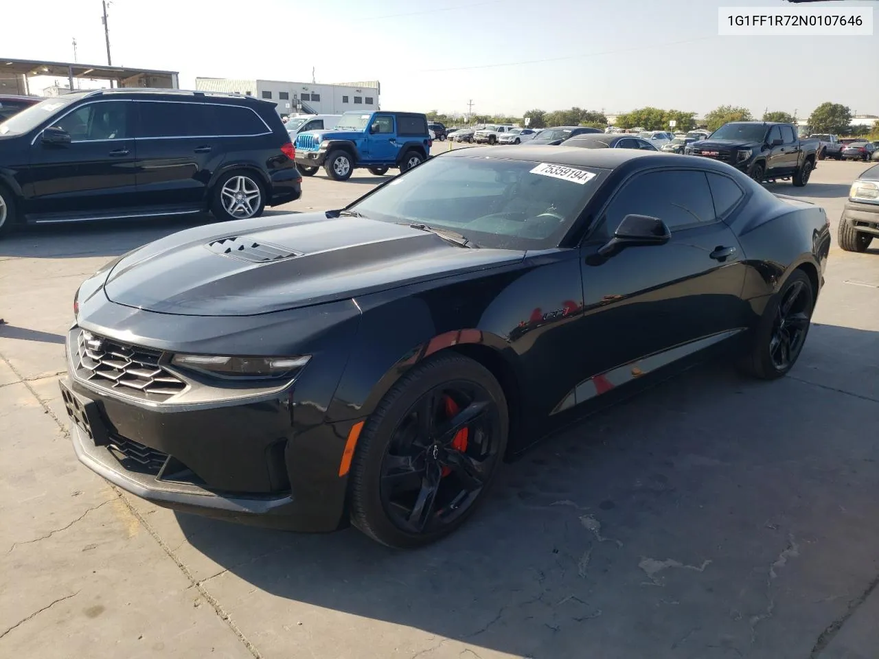 2022 Chevrolet Camaro Lt1 VIN: 1G1FF1R72N0107646 Lot: 75359194