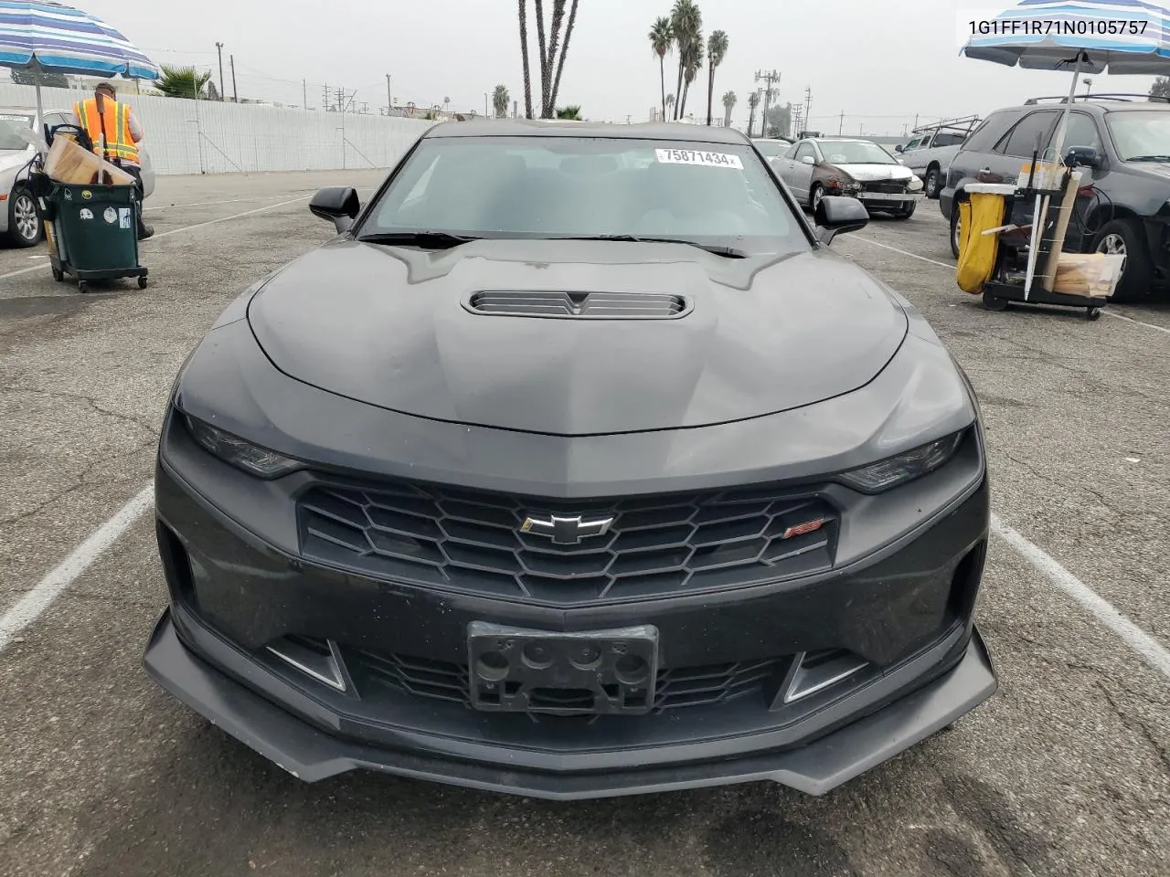 2022 Chevrolet Camaro Lt1 VIN: 1G1FF1R71N0105757 Lot: 75871434