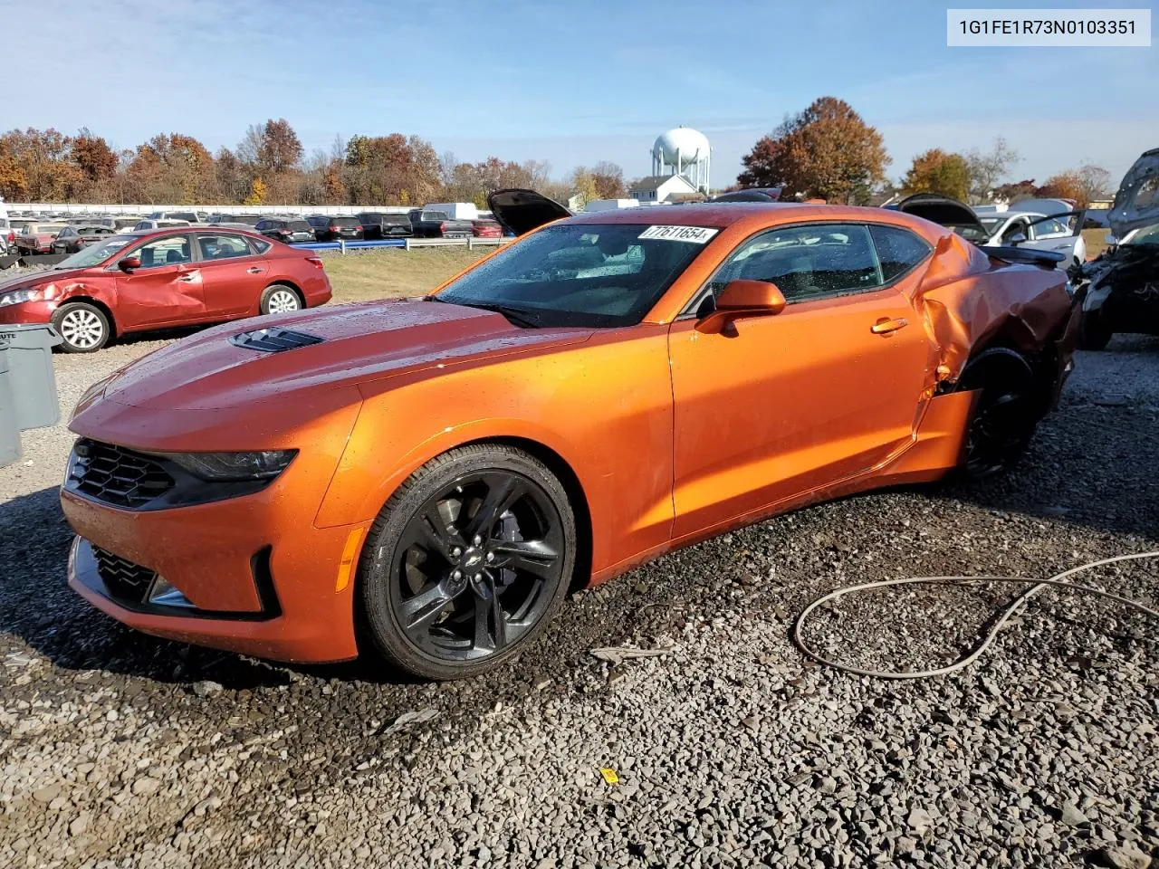 2022 Chevrolet Camaro Lt1 VIN: 1G1FE1R73N0103351 Lot: 77611654