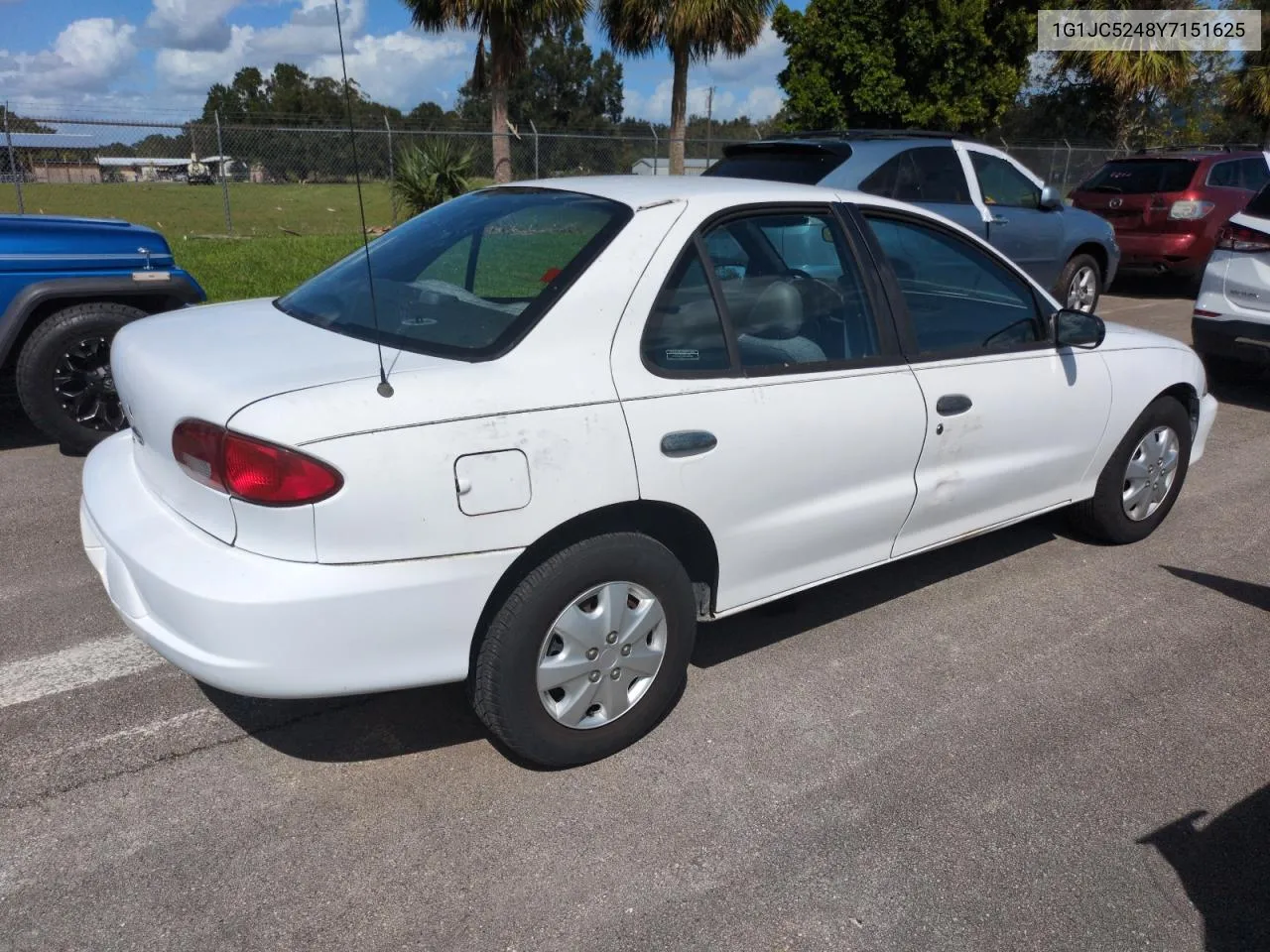 2000 Chevrolet Cavalier VIN: 1G1JC5248Y7151625 Lot: 74540974