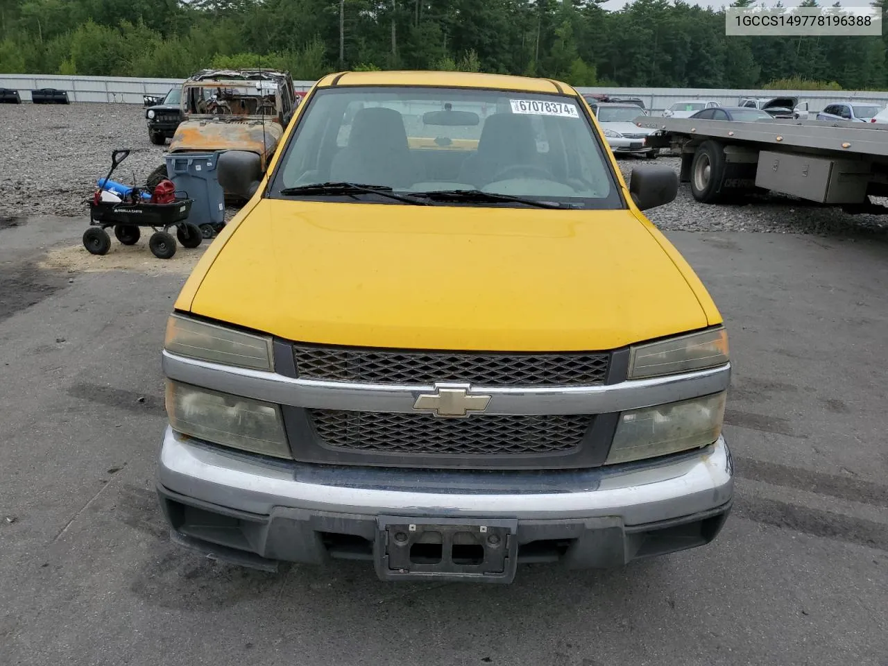 2007 Chevrolet Colorado VIN: 1GCCS149778196388 Lot: 67078374