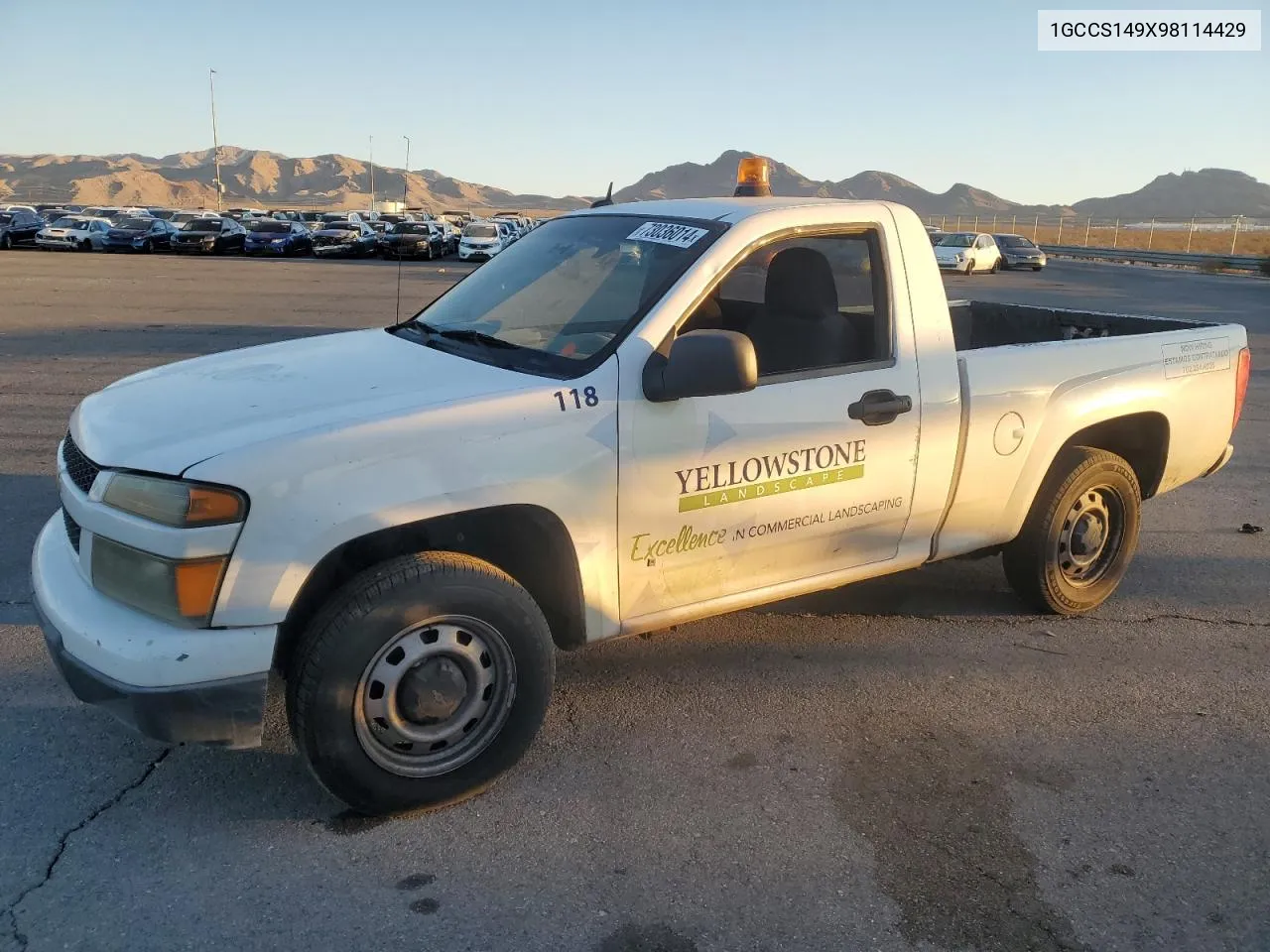 2009 Chevrolet Colorado VIN: 1GCCS149X98114429 Lot: 73036014