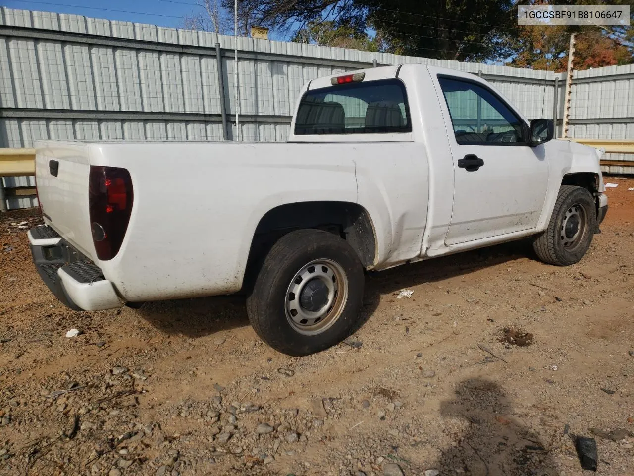 2011 Chevrolet Colorado VIN: 1GCCSBF91B8106647 Lot: 78912904