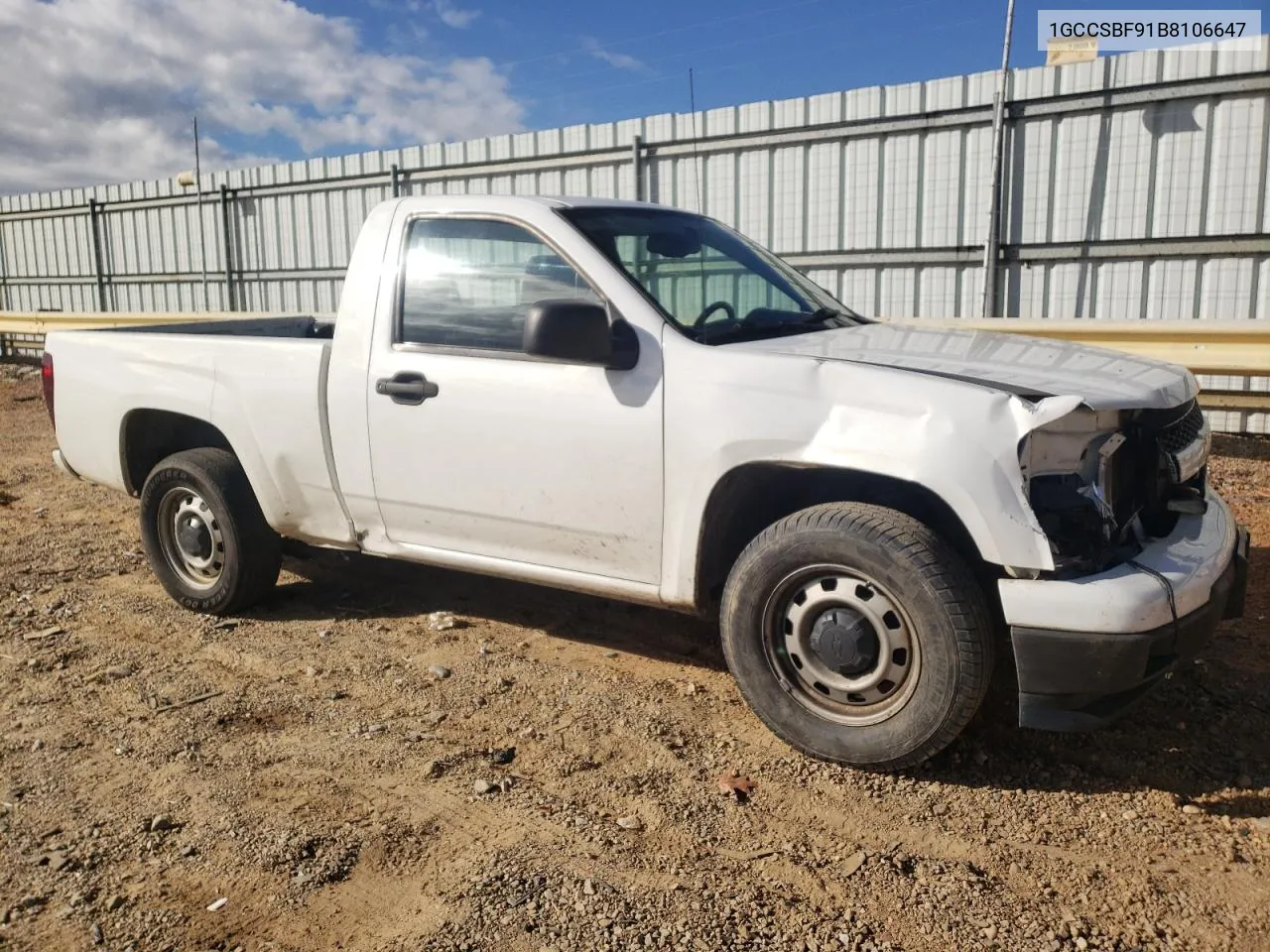 2011 Chevrolet Colorado VIN: 1GCCSBF91B8106647 Lot: 78912904