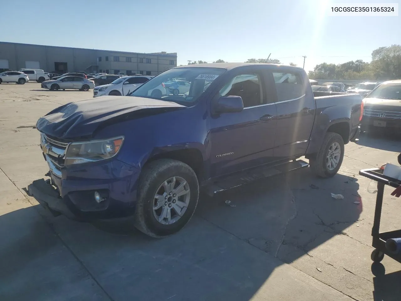 2016 Chevrolet Colorado Lt VIN: 1GCGSCE35G1365324 Lot: 76618984