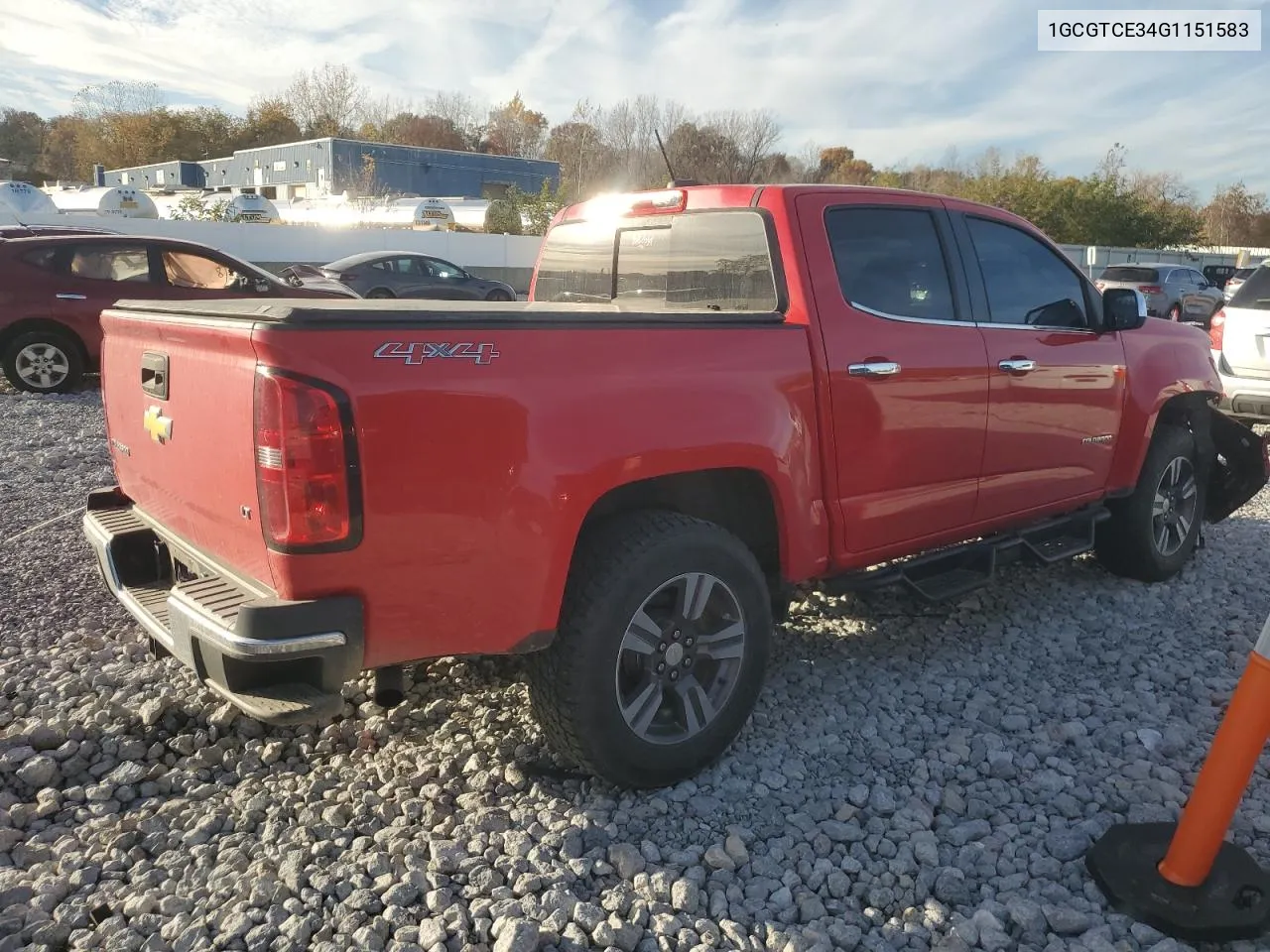 2016 Chevrolet Colorado Lt VIN: 1GCGTCE34G1151583 Lot: 78142474