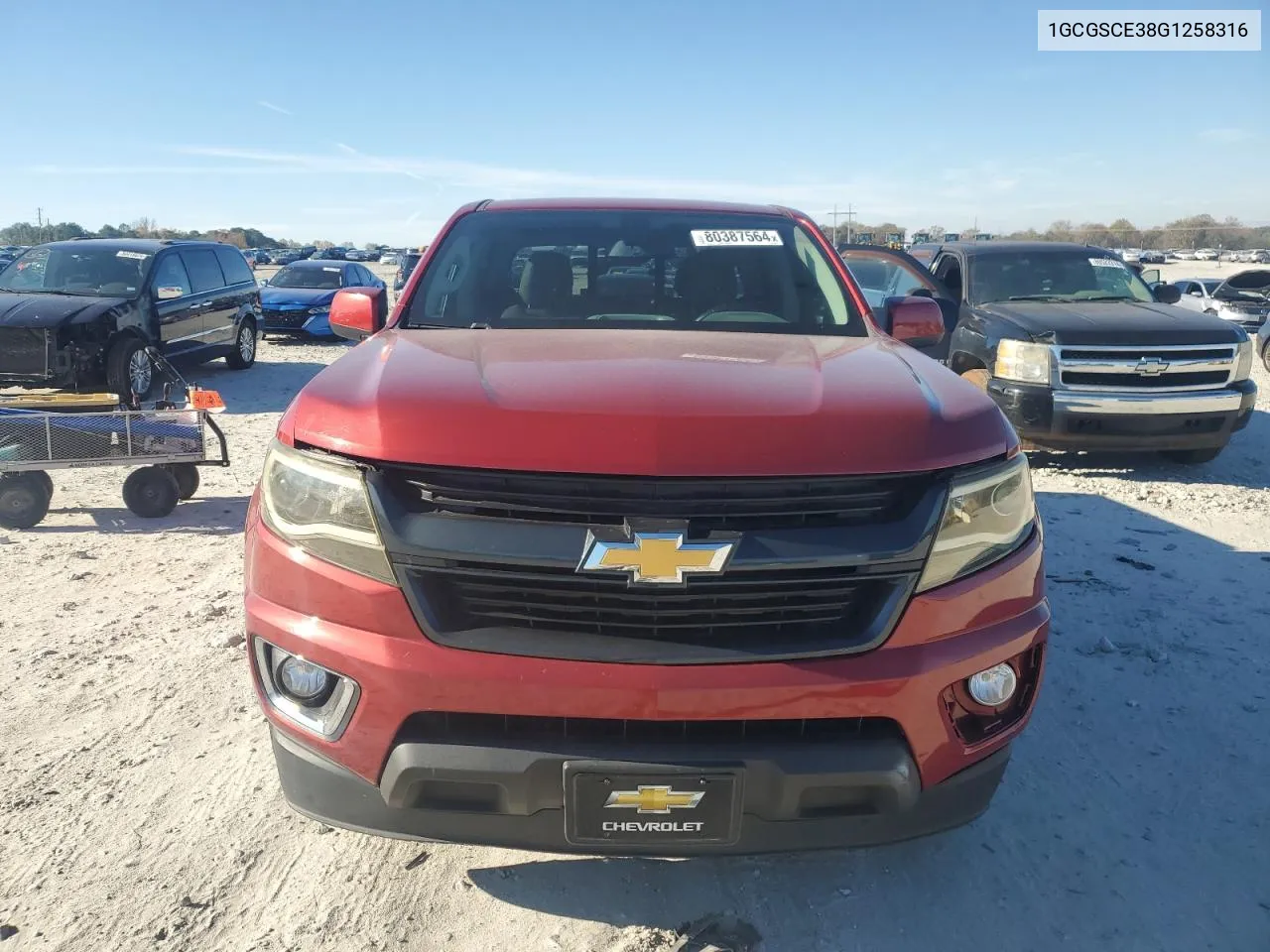 2016 Chevrolet Colorado Lt VIN: 1GCGSCE38G1258316 Lot: 80387564