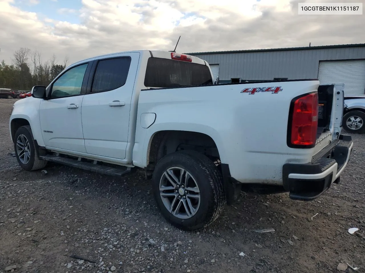 2019 Chevrolet Colorado VIN: 1GCGTBEN1K1151187 Lot: 73222404