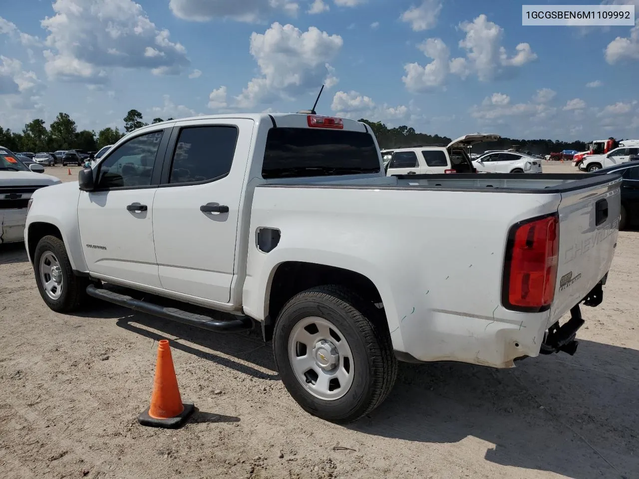 2021 Chevrolet Colorado 2Wd Short Box Wt VIN: 1GCGSBEN6M1109992 Lot: 71706484