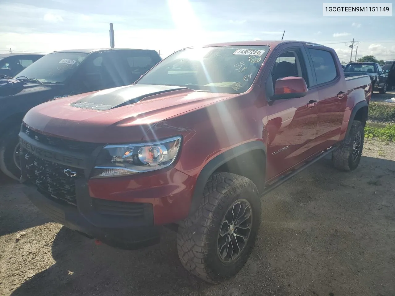 2021 Chevrolet Colorado Zr2 VIN: 1GCGTEEN9M1151149 Lot: 74387264