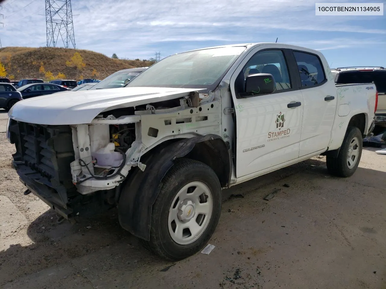 2022 Chevrolet Colorado VIN: 1GCGTBEN2N1134905 Lot: 75867604