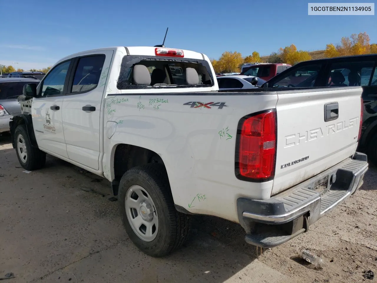 2022 Chevrolet Colorado VIN: 1GCGTBEN2N1134905 Lot: 75867604