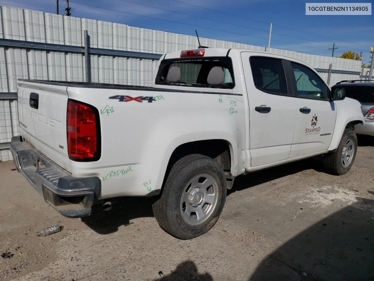 2022 Chevrolet Colorado VIN: 1GCGTBEN2N1134905 Lot: 75867604