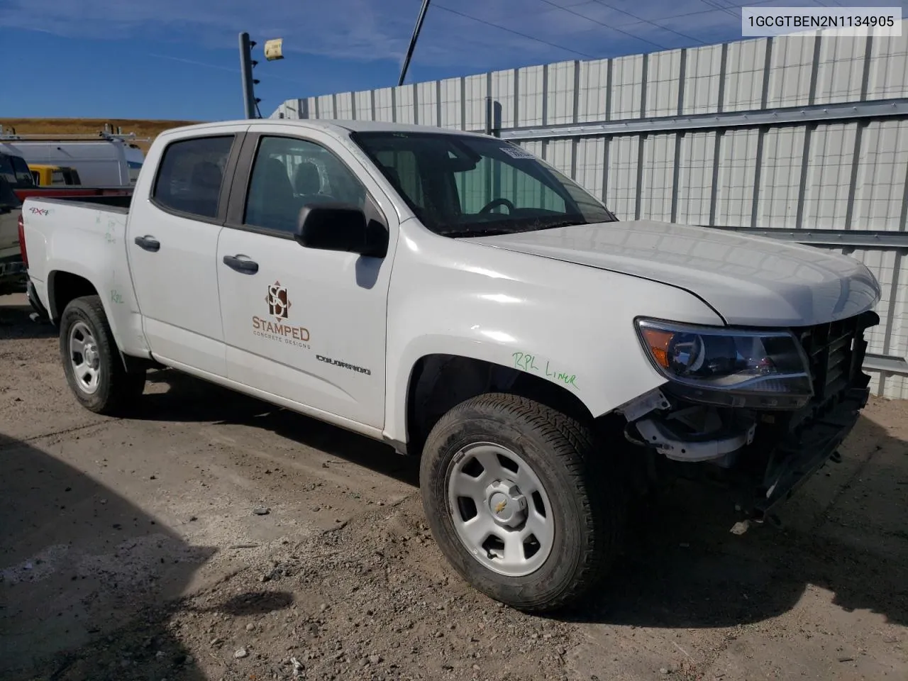 2022 Chevrolet Colorado VIN: 1GCGTBEN2N1134905 Lot: 75867604