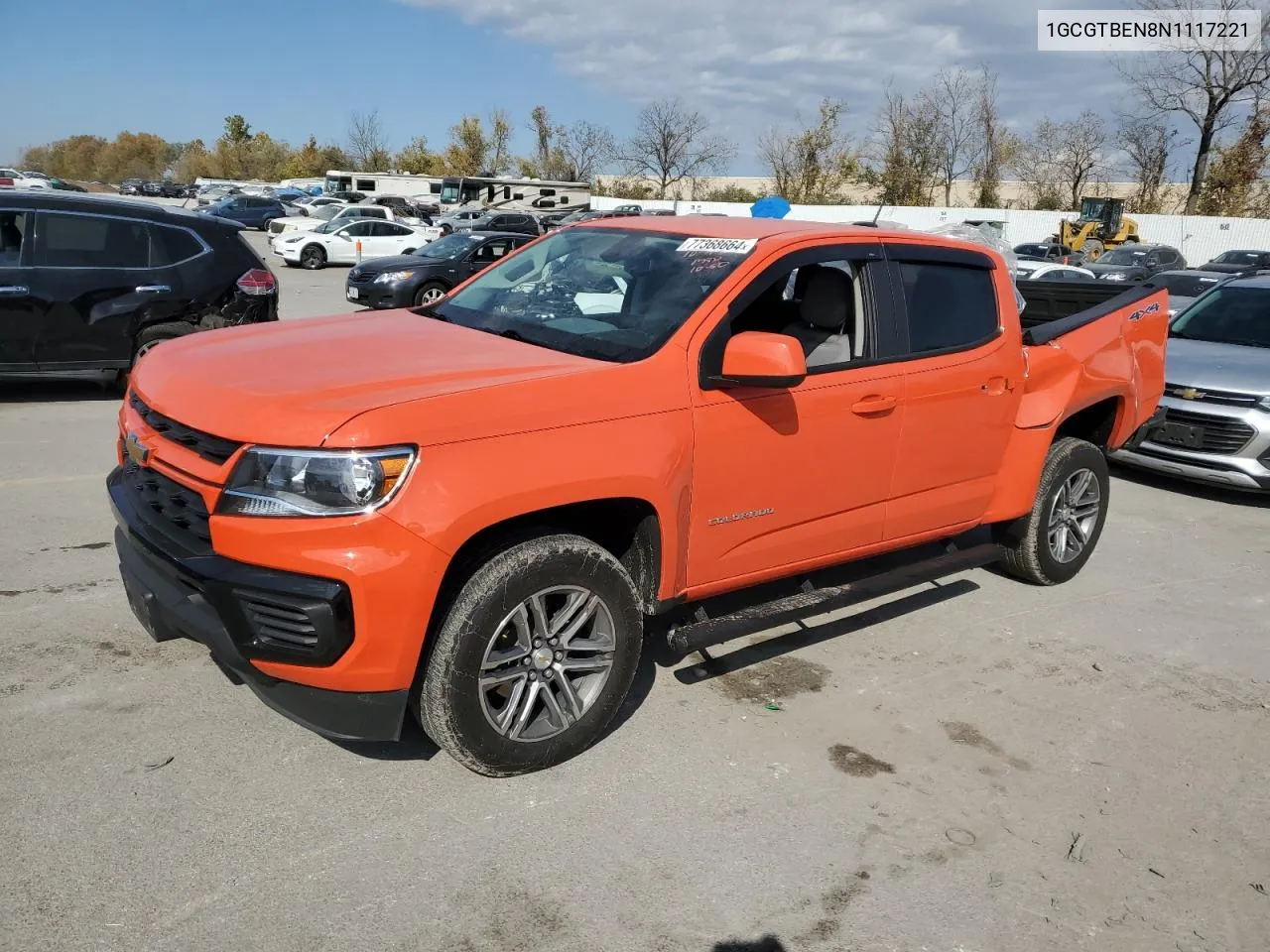 2022 Chevrolet Colorado VIN: 1GCGTBEN8N1117221 Lot: 77368664