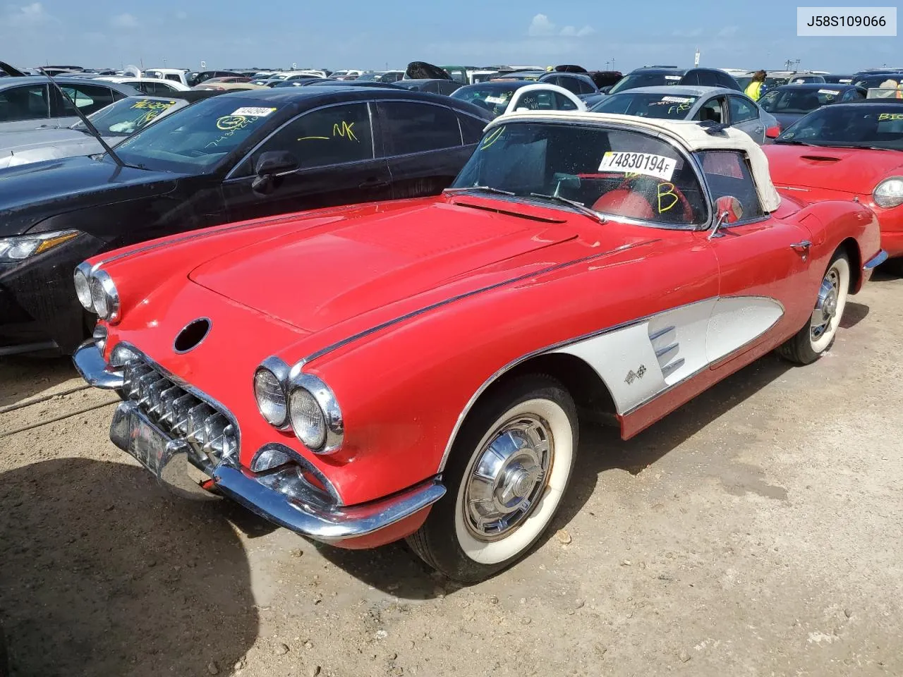 1958 Chevrolet Corvette VIN: J58S109066 Lot: 74830194