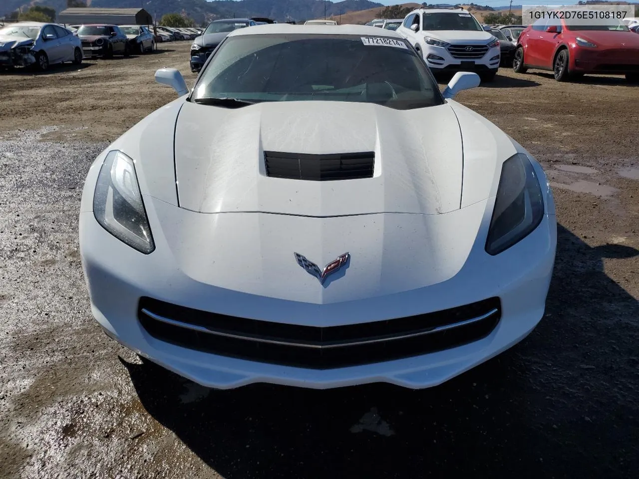 2014 Chevrolet Corvette Stingray Z51 2Lt VIN: 1G1YK2D76E5108187 Lot: 77218214