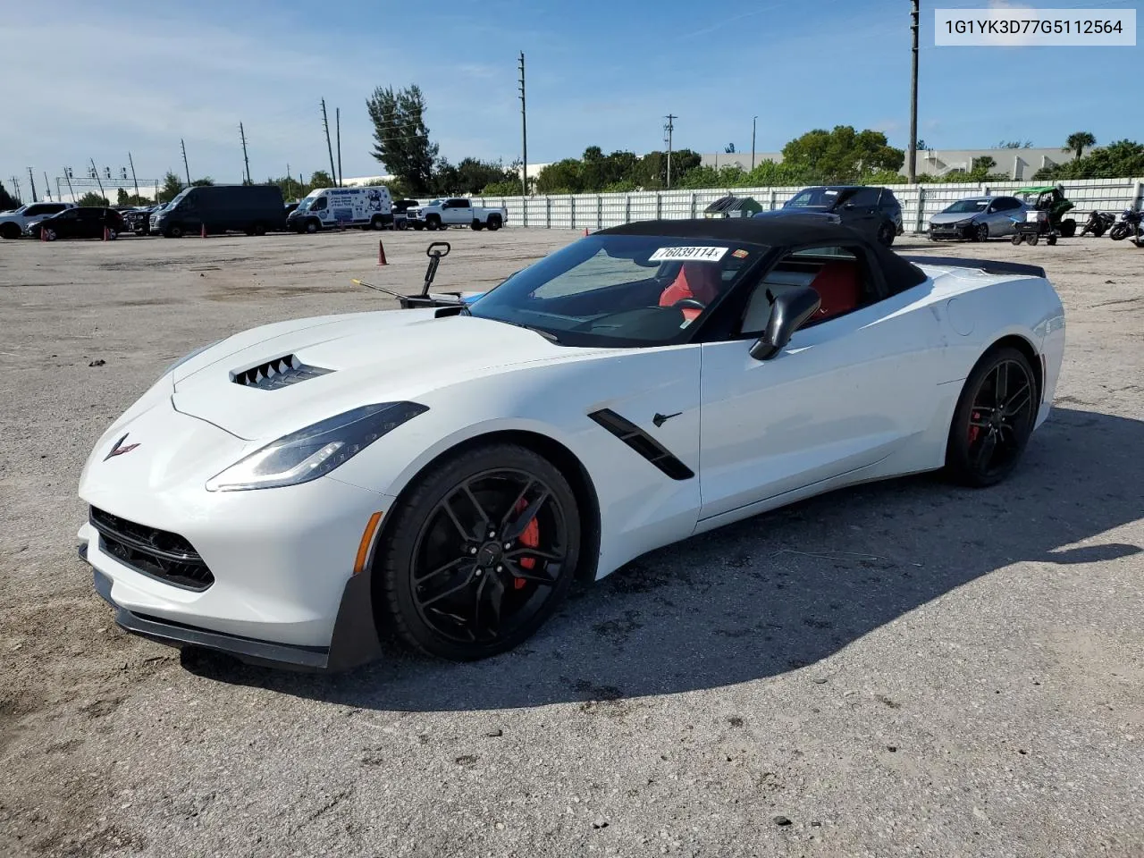 2016 Chevrolet Corvette Stingray Z51 2Lt VIN: 1G1YK3D77G5112564 Lot: 76039114