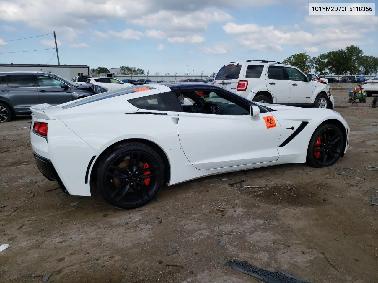 2017 Chevrolet Corvette Stingray Z51 3Lt VIN: 1G1YM2D70H5118356 Lot: 72786214