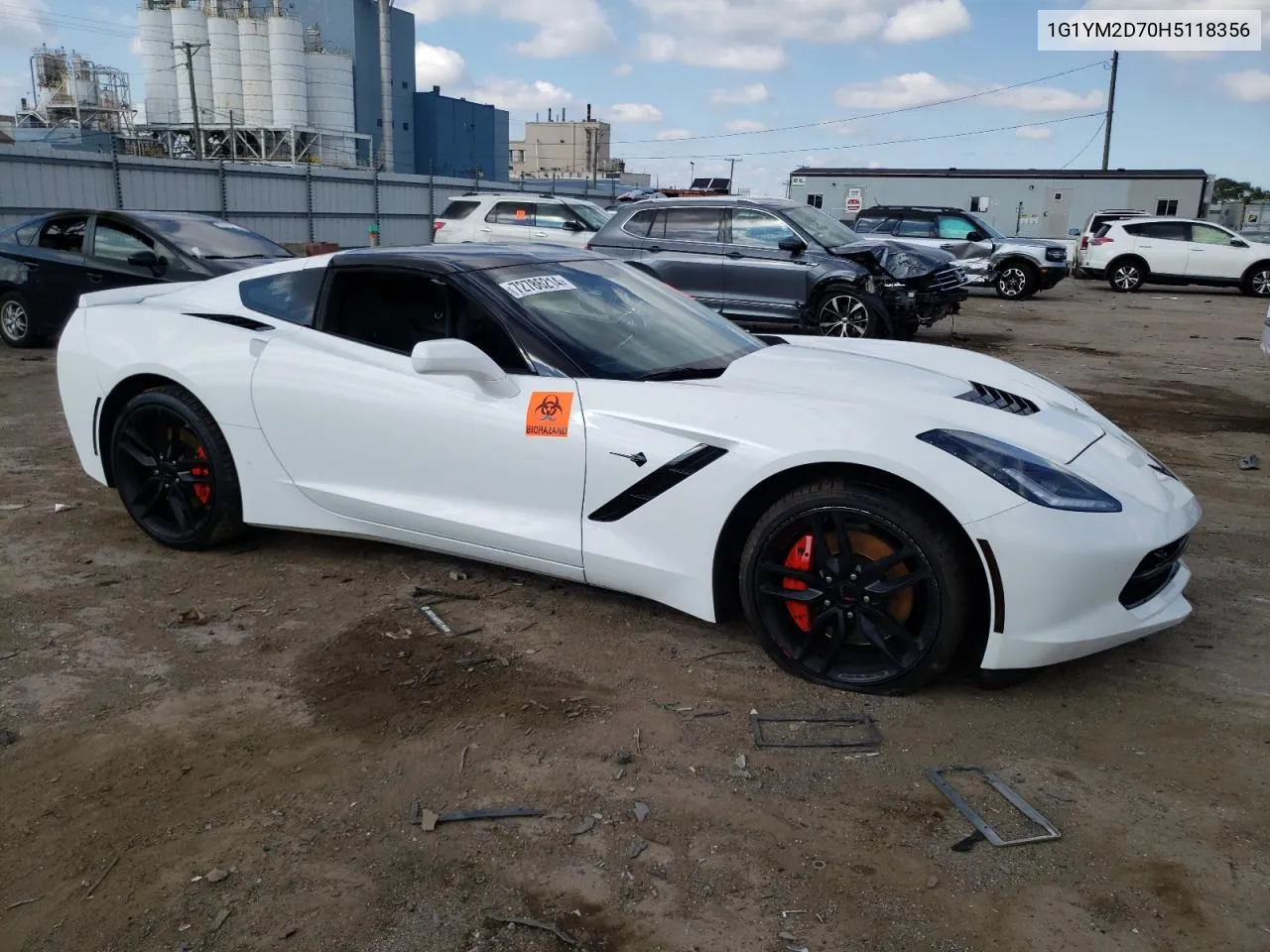 2017 Chevrolet Corvette Stingray Z51 3Lt VIN: 1G1YM2D70H5118356 Lot: 72786214