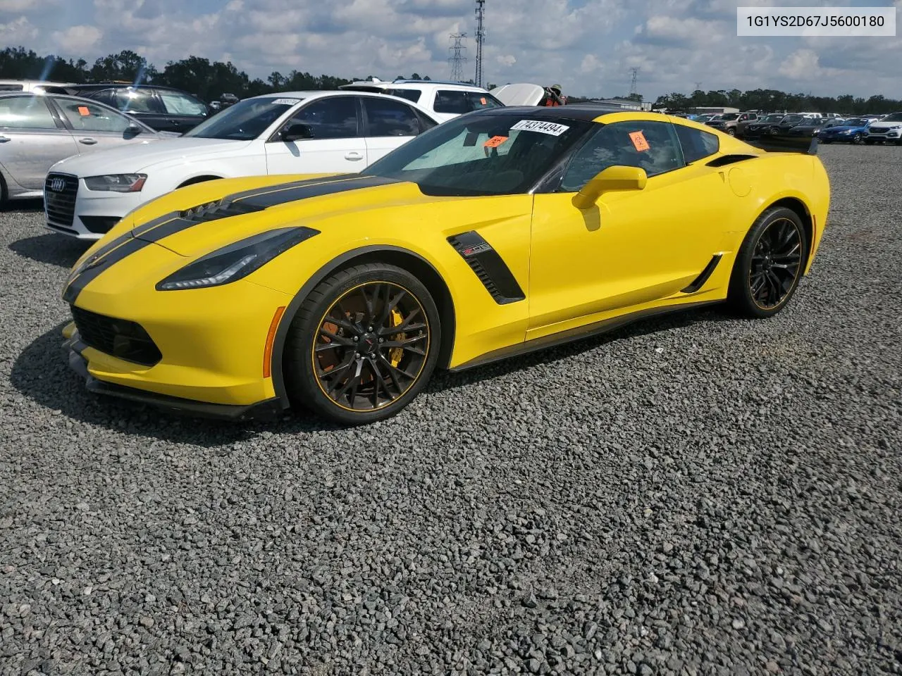 2018 Chevrolet Corvette Z06 2Lz VIN: 1G1YS2D67J5600180 Lot: 74374494