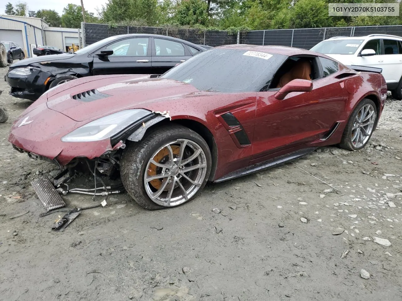 1G1YY2D70K5103755 2019 Chevrolet Corvette Grand Sport 2Lt