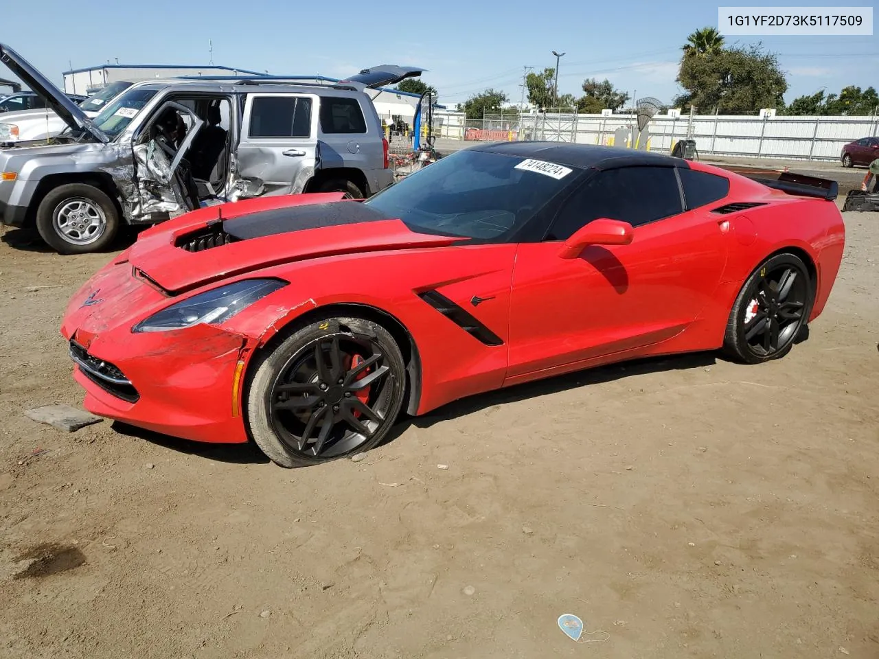 2019 Chevrolet Corvette Stingray 3Lt VIN: 1G1YF2D73K5117509 Lot: 74148224