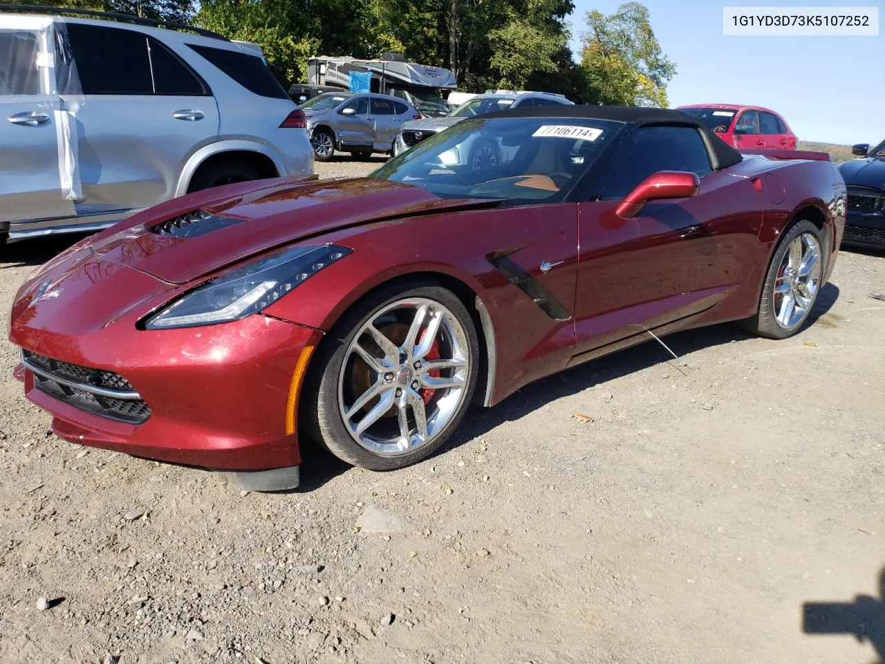 2019 Chevrolet Corvette Stingray 2Lt VIN: 1G1YD3D73K5107252 Lot: 77106114