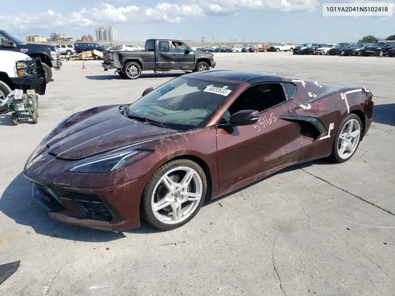 2022 Chevrolet Corvette Stingray 1Lt VIN: 1G1YA2D41N5102418 Lot: 69700314