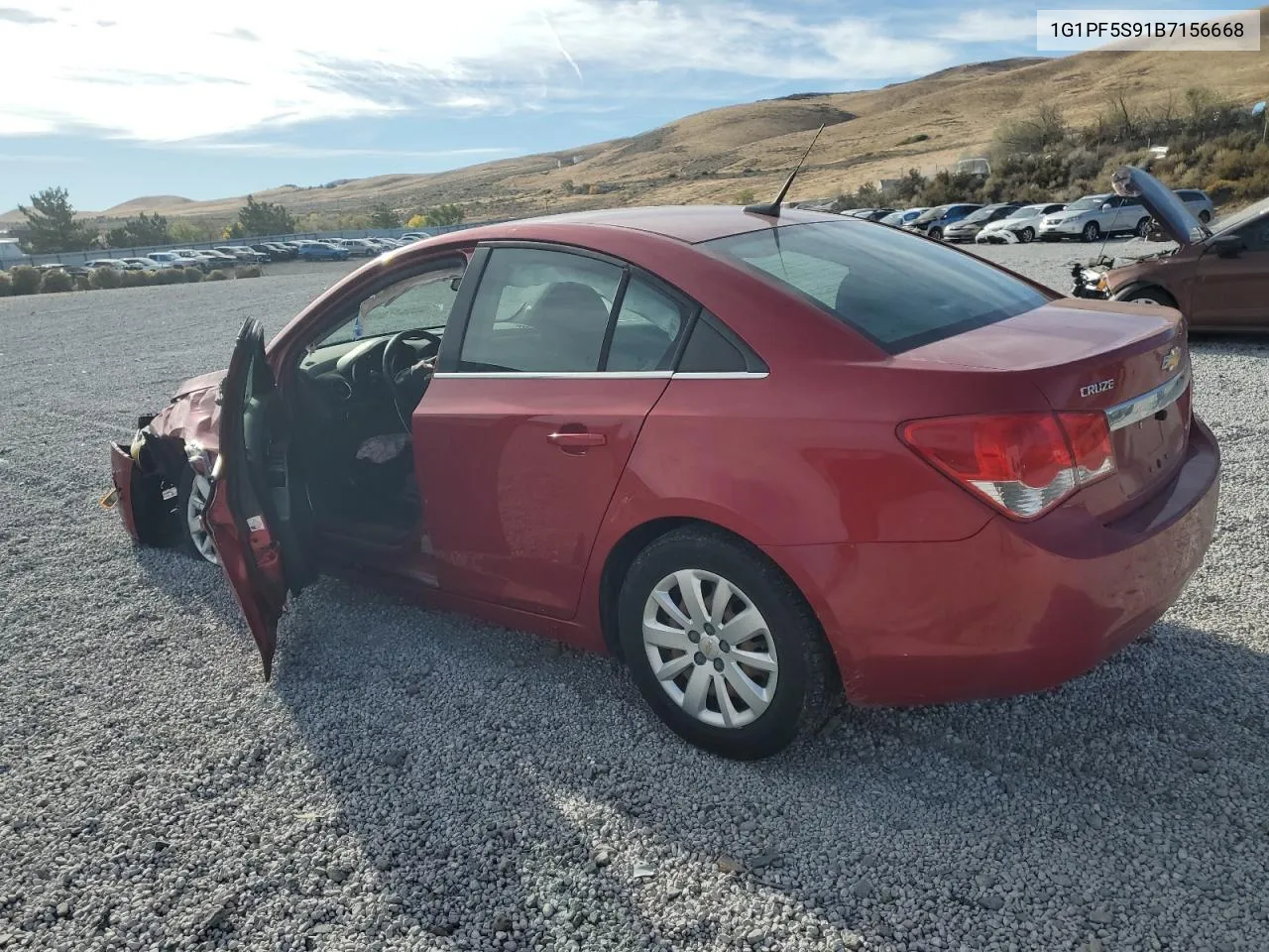 2011 Chevrolet Cruze Lt VIN: 1G1PF5S91B7156668 Lot: 77445144