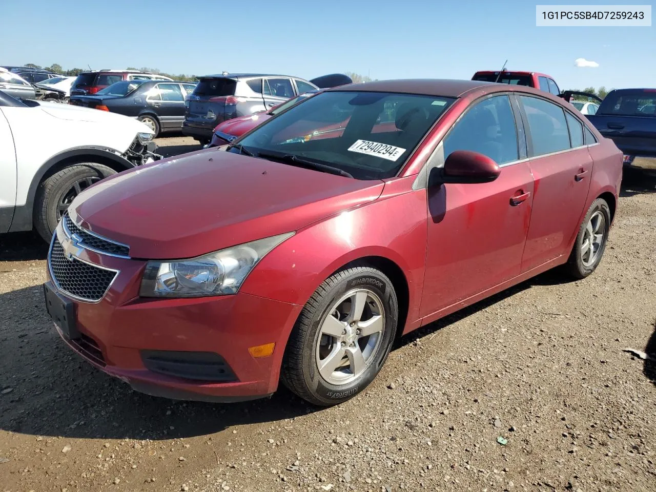 2013 Chevrolet Cruze Lt VIN: 1G1PC5SB4D7259243 Lot: 72940294