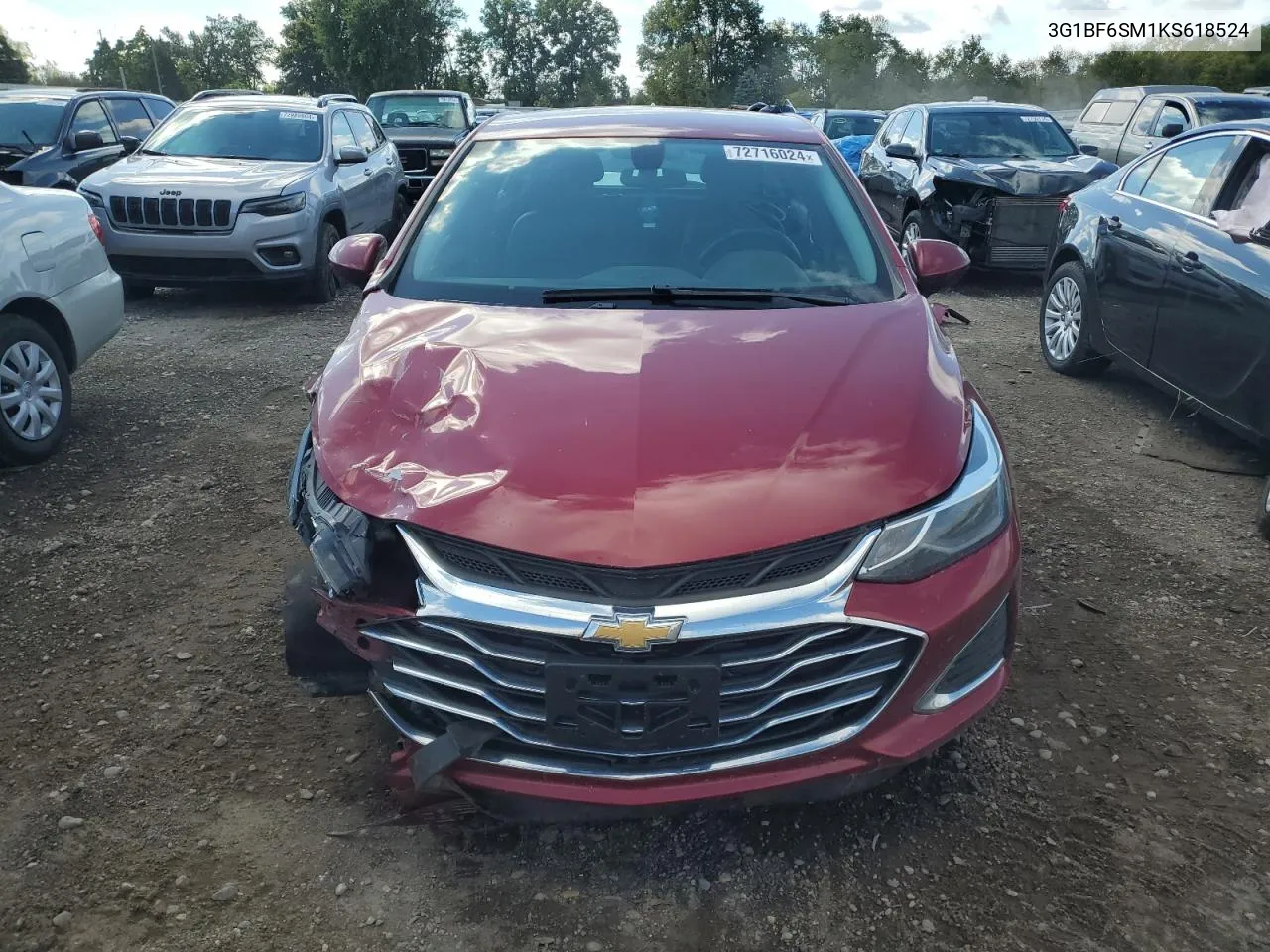 2019 Chevrolet Cruze Premier VIN: 3G1BF6SM1KS618524 Lot: 72716024